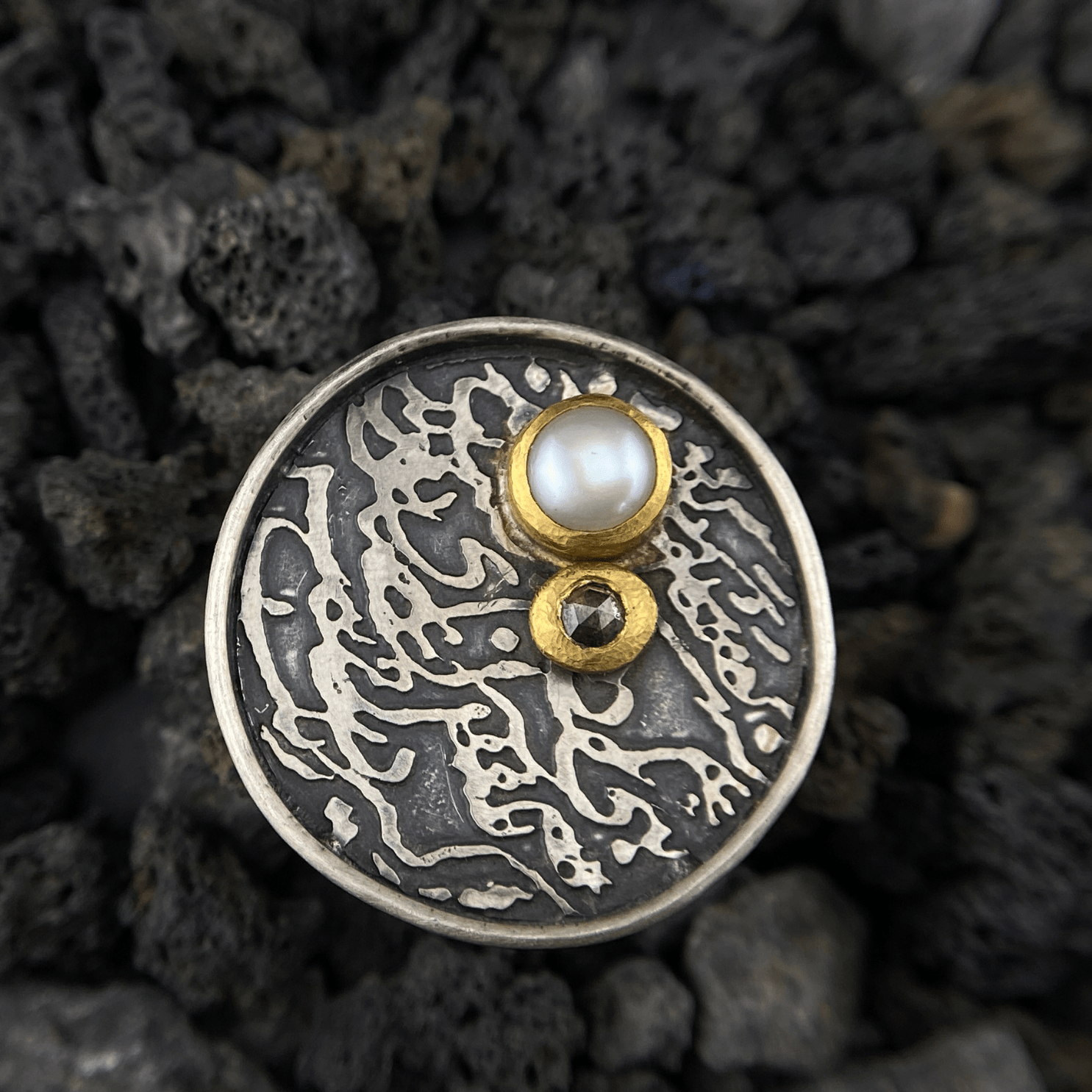 Mystic Majesty Diamond and Pearl Ring - YFarmani Jewelry