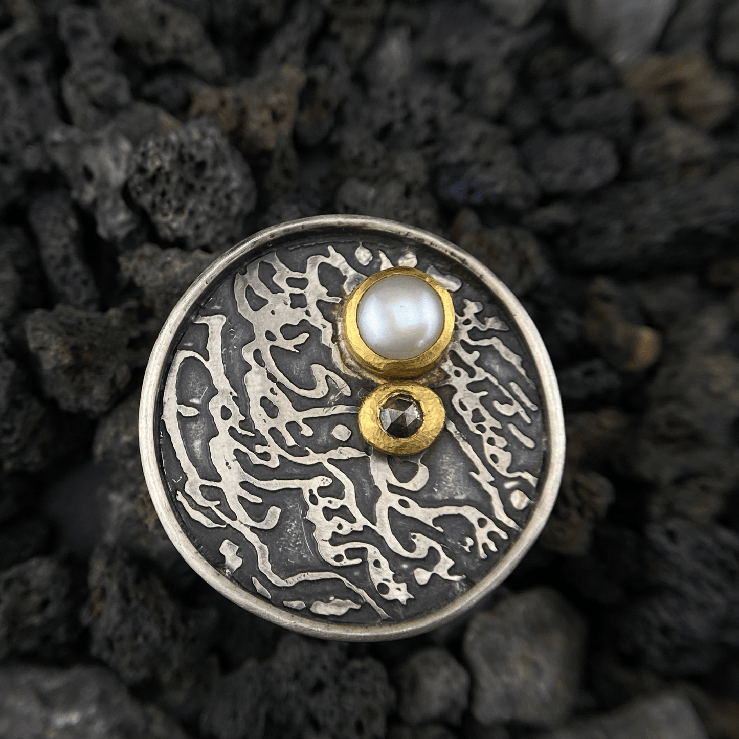 Mystic Majesty Diamond and Pearl Ring - YFarmani Jewelry