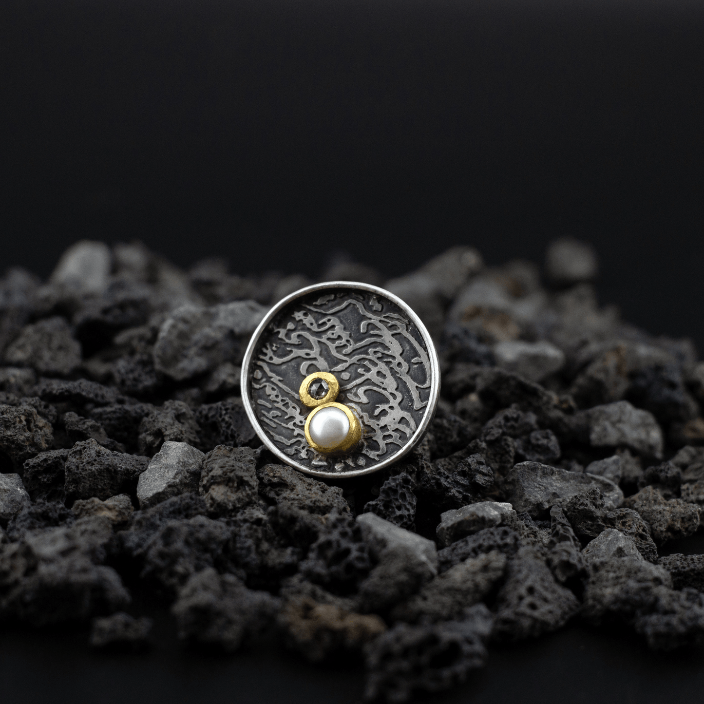 Mystic Majesty Diamond and Pearl Ring - YFarmani Jewelry