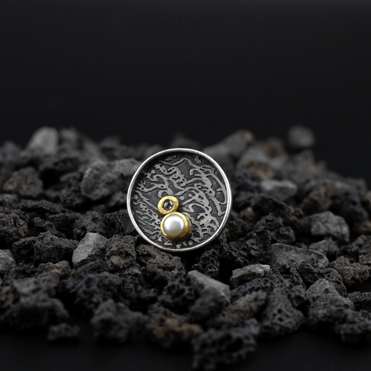 Mystic Majesty Diamond and Pearl Ring - YFarmani Jewelry