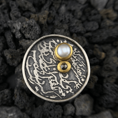 Mystic Majesty Diamond and Pearl Ring - YFarmani Jewelry