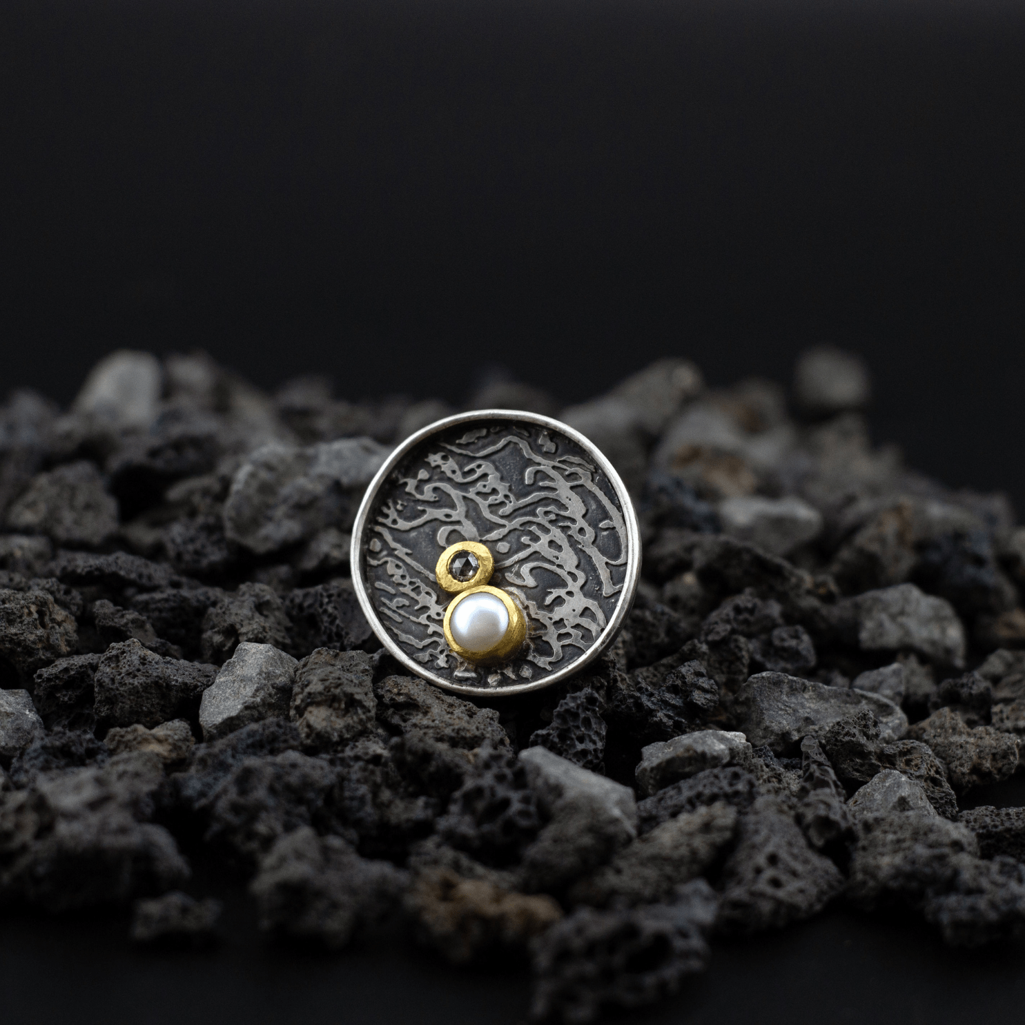 Mystic Majesty Diamond and Pearl Ring - YFarmani Jewelry