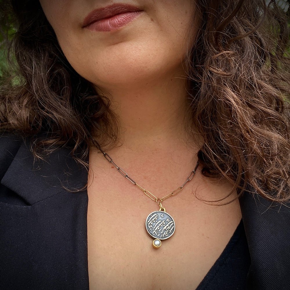 A Call to The Beloved - Silver and Gold Necklace - YFarmani Jewelry