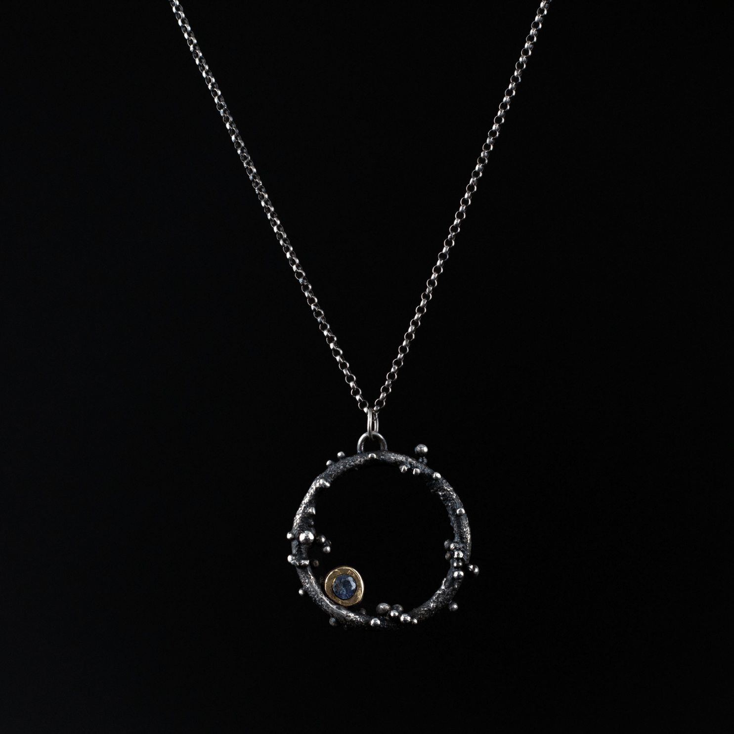 Blue Universe Necklace – Sapphire, Silver Gold Yassie Farmani